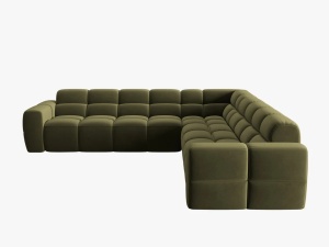 COLTAR LISA, 6 LOCURI, 310 CM, VERDE OLIVE, TAPITERIE DIN CATIFEA, DESIGN DEOSEBIT - Img 3