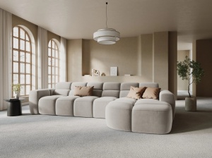 COLTAR LISA, DREAPTA, 5 LOCURI, 310 CM, BEJ DESCHIS, TAPITERIE DIN CATIFEA, DESIGN DEOSEBIT
