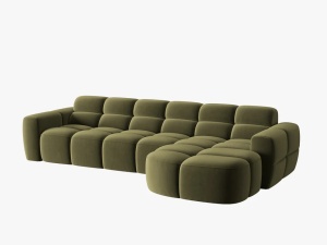 COLTAR LISA, DREAPTA, 5 LOCURI, 310 CM, VERDE OLIVE, TAPITERIE DIN CATIFEA, DESIGN DEOSEBIT - Img 2