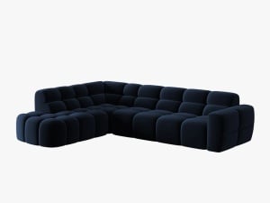 COLTAR LISA, STANGA, 5 LOCURI, 293 CM, ALBASTRU ROYAL, TAPITERIE DIN CATIFEA, DESIGN DEOSEBIT - Img 3