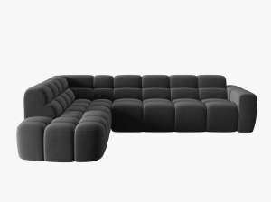 COLTAR LISA, STANGA, 5 LOCURI, 293 CM, GRI INCHIS, TAPITERIE DIN CATIFEA, DESIGN DEOSEBIT - Img 2