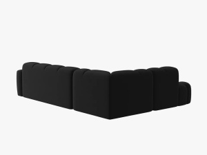 COLTAR LISA, STANGA, 5 LOCURI, 293 CM, NEGRU, TAPITERIE DIN CATIFEA, DESIGN DEOSEBIT - Img 4