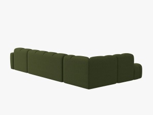COLTAR LISA, STANGA, 7 LOCURI, 387 CM, VERDE OLIVE 35, TAPITERIE DIN STOFA, DESIGN DEOSEBIT - Img 3