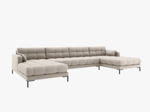 COLTAR MAMAIA, CU 6 LOCURI, BEJ, CU TAPITERIE DIN TEXTIL STRUCTURAT NEVE, MICADONI