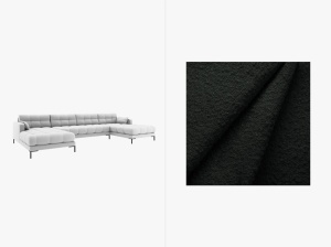 COLTAR MAMAIA, CU 6 LOCURI, NEGRU, CU TAPITERIE DIN TEXTIL BOUCLE BALOO, MICADONI