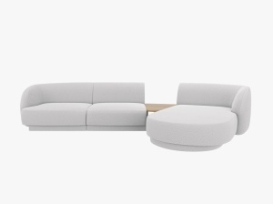 COLTAR MILEY, CU 3 LOCURI, PE DREAPTA, GRI DESCHIS, CU TAPITERIE DIN TEXTIL BOUCLE BALOO, MICADONI