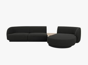 COLTAR MILEY, CU 3 LOCURI, PE DREAPTA, NEGRU, CU TAPITERIE DIN TEXTIL BOUCLE BALOO, MICADONI