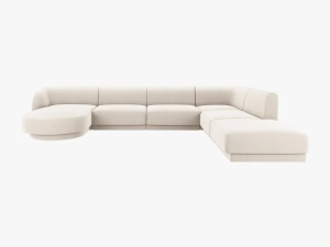 COLTAR MILEY DREAPTA, 6 LOCURI, 327 CM, BEJ DESCHIS 22, TAPITERIE DIN CATIFEA, DESIGN DEOSEBIT - Img 2