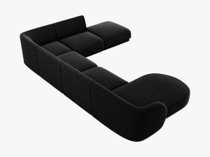 COLTAR MILEY DREAPTA, 6 LOCURI, 327 CM, NEGRU 19, TAPITERIE CHENILLE, DESIGN DEOSEBIT - Img 2