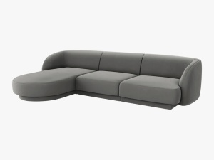 COLTAR MILEY STANGA, 4 LOCURI, 255 CM, GRI DESCHIS 13, TAPITERIE DIN CATIFEA, DESIGN DEOSEBIT - Img 2