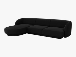 COLTAR MILEY STANGA, 4 LOCURI, 255 CM, NEGRU 19, TAPITERIE DIN CATIFEA, DESIGN DEOSEBIT - Img 2
