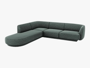 COLTAR MILEY STANGA, 6 LOCURI, 258 CM, VERDE 78, TAPITERIE CHENILLE, DESIGN DEOSEBIT
