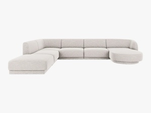 COLTAR MILEY STANGA, 6 LOCURI, 327 CM, GRI DESCHIS 06, TAPITERIE CHENILLE, DESIGN DEOSEBIT