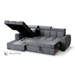 COLTAR MODERN DEOSEBIT, GOMEZ STANGA 267CM, DIN CATIFEA DE CULOARE GRI INCHIS, CONFORT SPORIT - Img 3