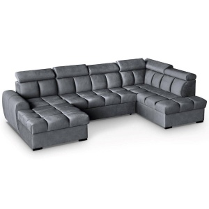COLTAR MODERN DEOSEBIT, GOMEZ U 330CM, DIN CATIFEA DE CULOARE GRI INCHIS, CONFORT SPORIT, MARS