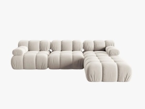 COLTAR MODULAR BELLIS, 4 LOCURI, 282 CM, BEJ DESCHIS 21, TAPITERIE DIN CATIFEA, DESIGN DEOSEBIT - Img 6