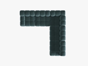 COLTAR MODULAR BELLIS, 5 LOCURI, 282 CM, VERDE PETROL 87, TAPITERIE DIN CATIFEA, DESIGN DEOSEBIT - Img 3