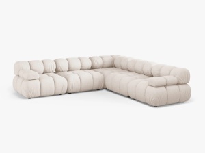 COLTAR MODULAR BELLIS, BEJ, CU TAPITERIE DIN TEXTIL STRUCTURAT LIBERTY, MICADONI