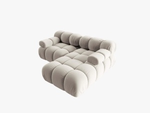 COLTAR MODULAR BELLIS, DREAPTA, 2 LOCURI, 191 CM, BEJ DESCHIS 21, TAPITERIE DIN CATIFEA, MICADONI - Img 4
