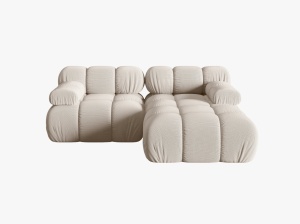 COLTAR MODULAR BELLIS, DREAPTA, 2 LOCURI, 191 CM, BEJ DESCHIS 23, TAPITERIE DIN CATIFEA 3D, BESOLUX