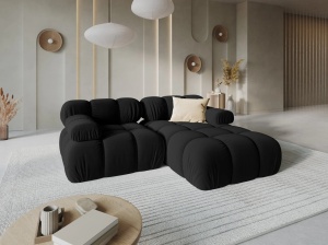 COLTAR MODULAR BELLIS, DREAPTA, 2 LOCURI, 191 CM, NEGRU 100, TAPITERIE DIN CATIFEA, DESIGN DEOSEBIT