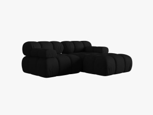 COLTAR MODULAR BELLIS, DREAPTA, 2 LOCURI, 191 CM, NEGRU 19, TAPITERIE DIN CATIFEA 3D, DESIGN DEOSEBIT - Img 2