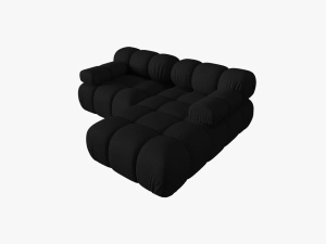 COLTAR MODULAR BELLIS, DREAPTA, 2 LOCURI, 191 CM, NEGRU 19, TAPITERIE DIN CATIFEA 3D, DESIGN DEOSEBIT - Img 5