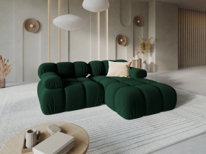COLTAR MODULAR BELLIS, DREAPTA, 2 LOCURI, 191 CM, VERDE 38, TAPITERIE DIN CATIFEA, MICADONI