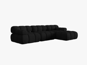 COLTAR MODULAR BELLIS, DREAPTA, 3 LOCURI, 285 CM, NEGRU 19, TAPITERIE DIN CATIFEA 3D, DESIGN DEOSEBIT - Img 5