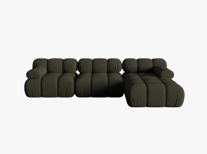 COLTAR MODULAR BELLIS, DREAPTA, 3 LOCURI, 285 CM, VERDE 77, TAPITERIE DIN CATIFEA 3D, DESIGN DEOSEBIT