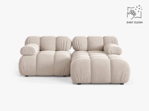 COLTAR MODULAR BELLIS, PE DREAPTA, BEJ DESCHIS, CU TAPITERIE DIN CATIFEA VENUS, MICADONI