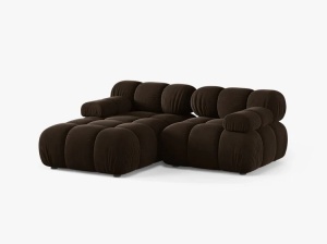 COLTAR MODULAR BELLIS, PE STANGA, MARO INCHIS, CU TAPITERIE DIN CATIFEA BLUVEL, MICADONI - Img 2