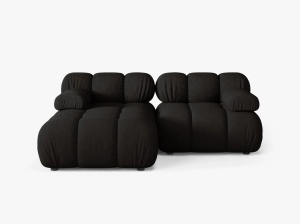 COLTAR MODULAR BELLIS, PE STANGA, NEGRU, CU TAPITERIE DIN TEXTIL STRUCTURAT LIBERTY, MICADONI
