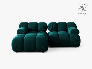 COLTAR MODULAR BELLIS, PE STANGA, PETROL INTENS, CU TAPITERIE DIN CATIFEA VENUS, MICADONI