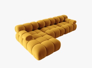 COLTAR MODULAR BELLIS, STANGA, 3 LOCURI, 285 CM, GALBEN 41, TAPITERIE DIN CATIFEA, DESIGN DEOSEBIT - Img 2