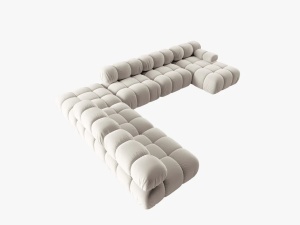 COLTAR MODULAR BELLIS, STANGA, 6 LOCURI, 379 CM, BEJ DESCHIS 21, TAPITERIE DIN CATIFEA, DESIGN DEOSEBIT - Img 4