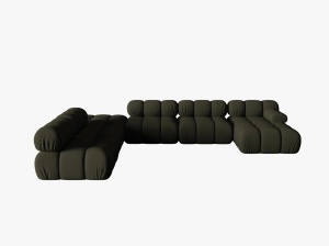 COLTAR MODULAR BELLIS, STANGA, 6 LOCURI, 379 CM, VERDE 77, TAPITERIE DIN CATIFEA 3D, DESIGN DEOSEBIT