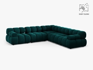 COLTAR MODULAR BELLIS, VERDE PETROL INTENS, CU TAPITERIE DIN CATIFEA VENUS, MICADONI