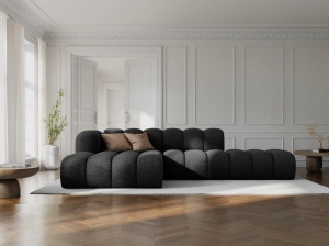 COLTAR MODULAR LUPIN, STANGA, 5 LOCURI, 294 CM, NEGRU 19, TAPITERIE CHENILLE, DESIGN DEOSEBIT