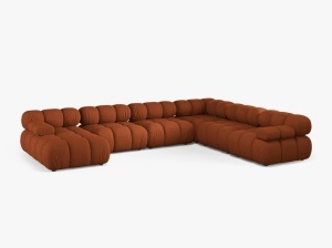 COLTAR MODULAR PANORAMIC BELLIS, CARAMIZIU, CU TAPITERIE DIN TEXTIL STRUCTURAT LIBERTY, MICADONI