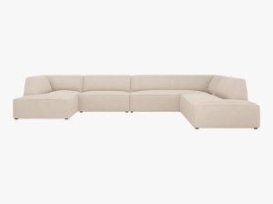COLTAR RUBY, CU 7 LOCURI, PE DREAPTA, BEJ, CU TAPITERIE DIN TEXTIL STRUCTURAT OTTAWA, MICADONI