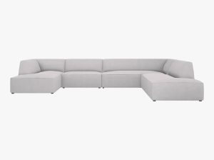 COLTAR RUBY, CU 7 LOCURI, PE DREAPTA, GRI DESCHIS, CU TAPITERIE DIN TEXTIL STRUCTURAT OTTAWA, MICADONI