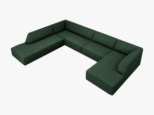 COLTAR RUBY, CU 7 LOCURI, PE STANGA, VERDE, CU TAPITERIE DIN TEXTIL STRUCTURAT OTTAWA, MICADONI - Img 3