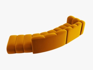 COLTAR SEMIROTUND LUPIN, DREAPTA, 5 LOCURI, 335 CM, GALBEN 10, TAPITERIE DIN CATIFEA, DESIGN DEOSEBIT - Img 3