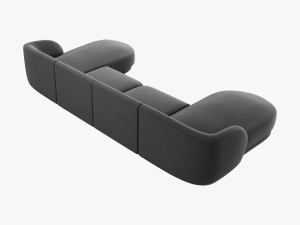 COLTAR SUB FORMA DE U, MILEY, 5 LOCURI, 330 CM, GRI 14, TAPITERIE DIN CATIFEA, DESIGN DEOSEBIT - Img 3