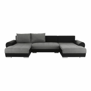 COLTAR TRENDY, TIP U, NEGRU/GRI, DIN PIELE ECOLOGICA SI TEXTIL, EXTENSIBIL, SPATIU DEPOZITARE, STIL MODERN, TK - Img 8