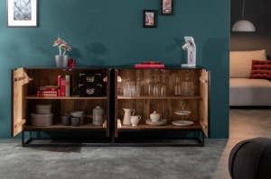 COMODA 177CM, CREATIVO, LEMN DE MANGO SI METAL, DESIGN VINTAGE - Img 5