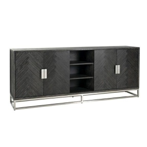 COMODA BLACKBONE, 225 CM, NEGRU/CROM, DIN FURNIR DE STEJAR SI METAL, RICHMOND INTERIORS - Img 2