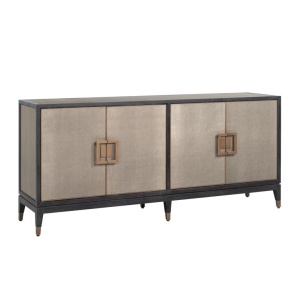 COMODA BLOOMVILLE, 193 CM, BEJ/NEGRU/AURIU ANTICHIZAT, DIN FURNIR DE STEJAR,PIELE ECO SI METAL, RICHMOND INTERIORS