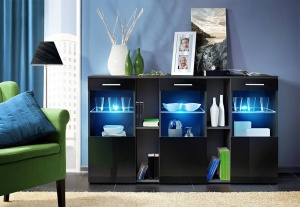 COMODA DORADE, CU ILUMINARE LED, ZZ DS, DESIGN MODERN , ASM